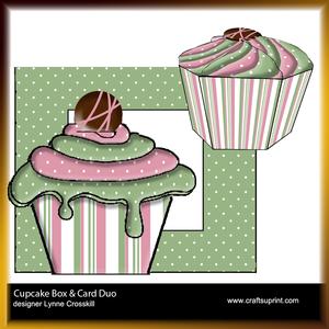 Strawberry-mint Cupcake Box, Card & Matching Envelope