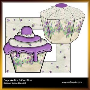 Violets Cupcake Gift Box, Card & Matching Envelope