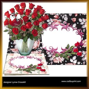Red Roses Vase Easel Card & Envelope