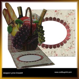 Wine & Cheese Picnic Basket Easel Card & Envelope