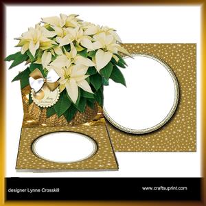 White Poinsettia Basket Easel Card & Envelope