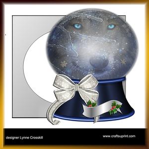 Wolf Snow Globe Card Kit