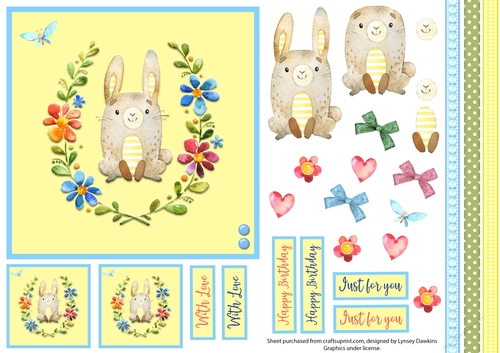 Cute Woodland Bunny 3D Topper Sheet