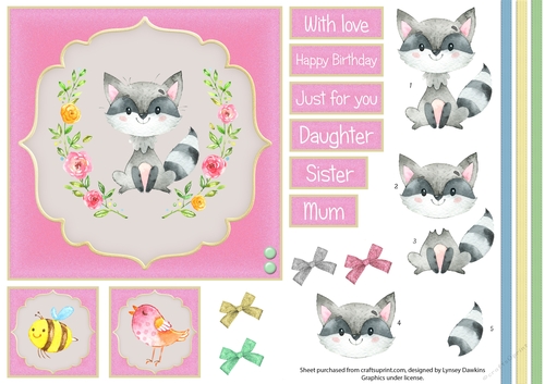 Cute Woodland Racoon 3D Topper Sheet