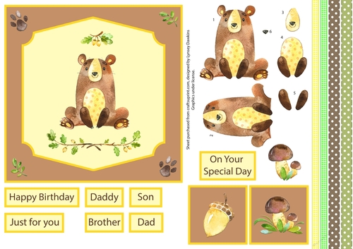 Cute Woodland Bear 3D Topper Sheet