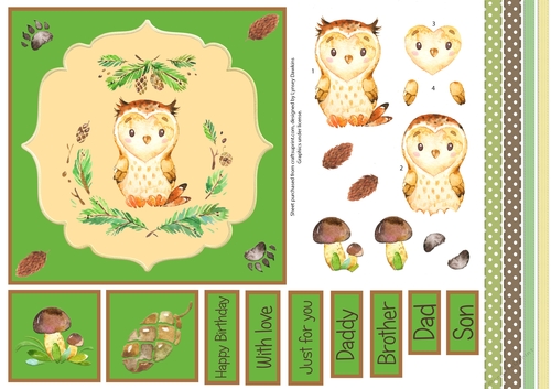 Cute Woodland Owl 3D Topper Sheet