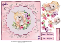 Unicorn Floral Decoupage Sheet