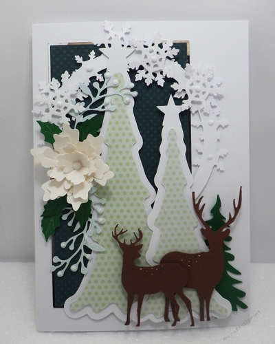 Christmas trees and deer topper
