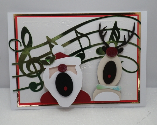 Singing Santa and Rudolf topper