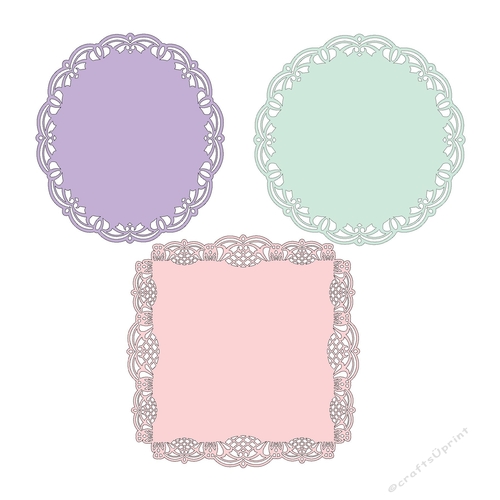 Set of three lacy edge mats