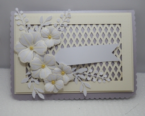 Lattice background and floral spray card.