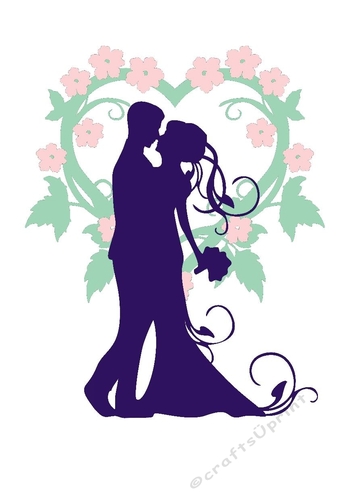 Silhouette couple and heart frame