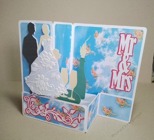 Wedding double z fold card with pop-ups