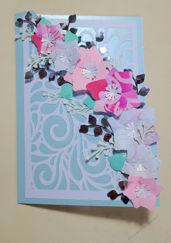 Curved edge card with flowers