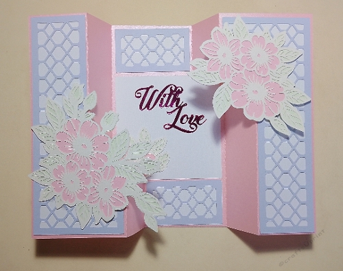Fancy double backfold card with floral sprays