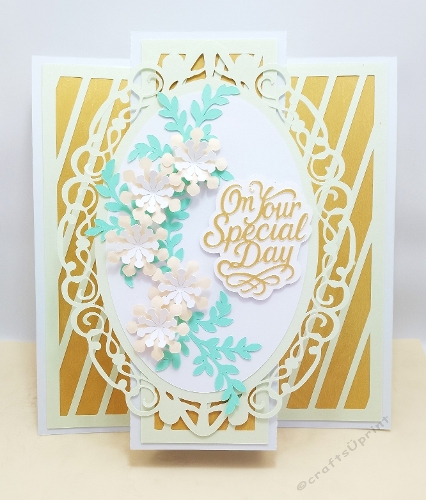 Double backfold card with oval topper