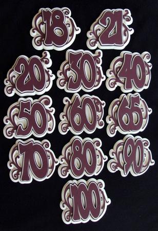 Special birthday numbers toppers,  Set of 12