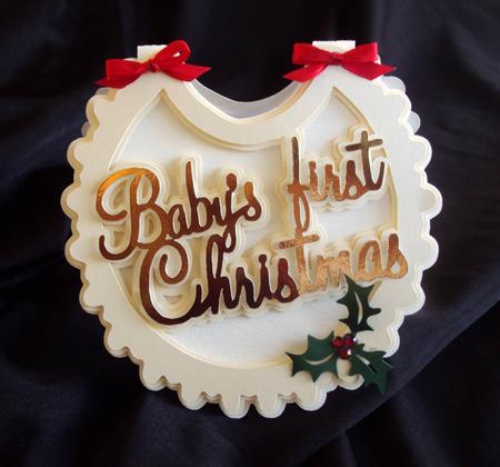 Babys First Christmas Bib Card