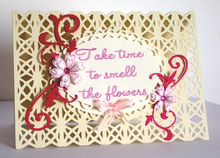 Lattice Card With Flowers And Flourishes