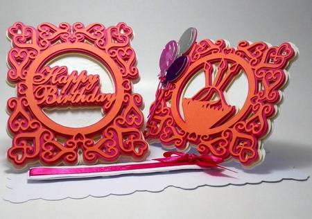 Birthday Double Easel Card With Cake And Balloons