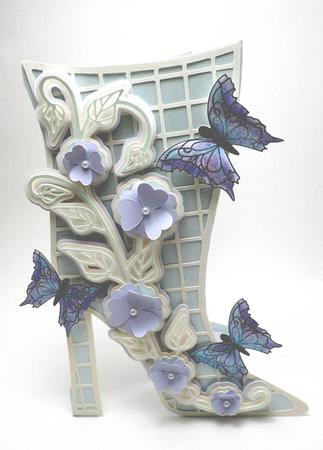 Fancy Boot With Flowers And Butterflies 