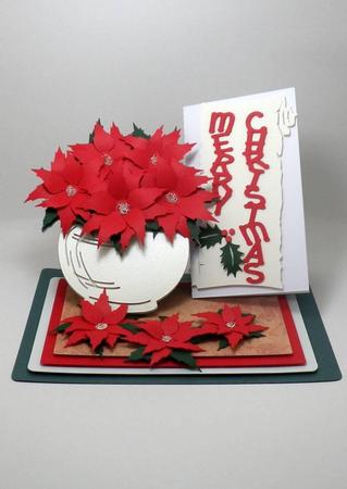 Poinsettias In Vase Double Easel Card 