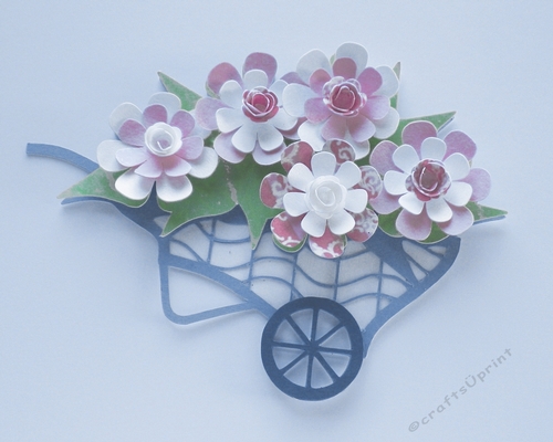 Wheelbarrow and flowers topper 2