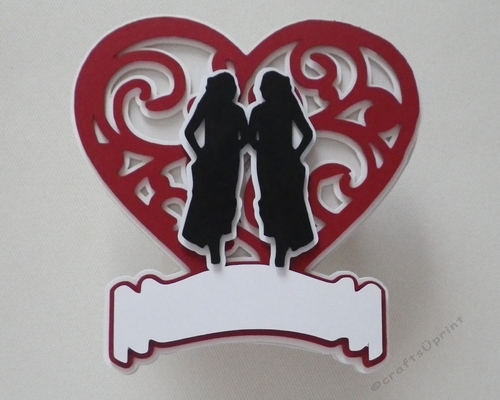 Romantic heart card, female - female