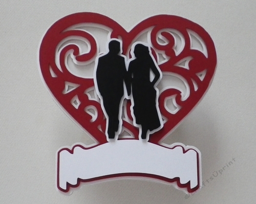 Romantic heart card, male - female