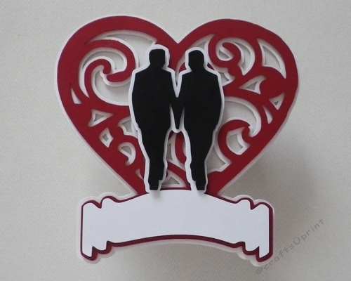 Romantic heart card, male - male