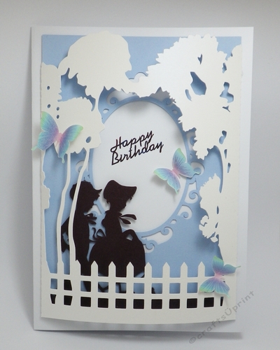 Children silhouette dome card topper