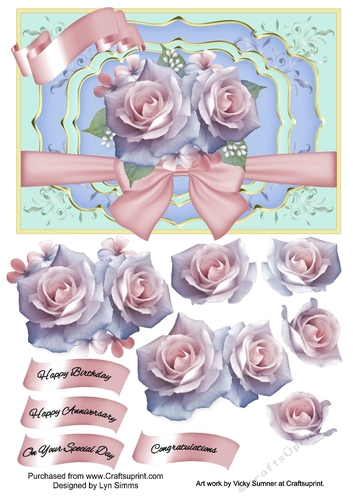 Gorgeous pink roses topper 1