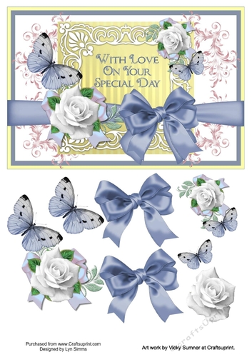 Roses on vintage frame special day card topper 3