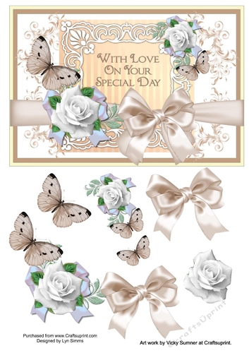 Roses on vintage frame special day card topper 4