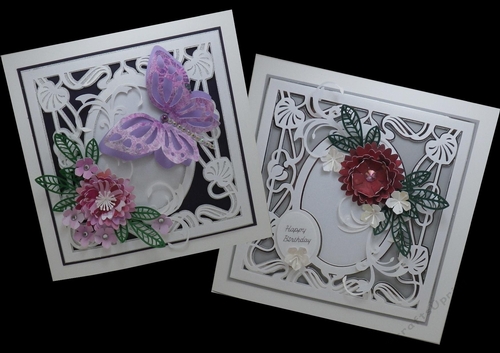 Art deco frame with floral spray and butterfly