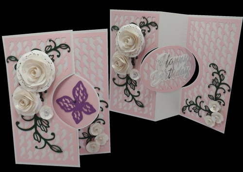 Kinetic card 1 - happy birthday with flowers and butterfly
