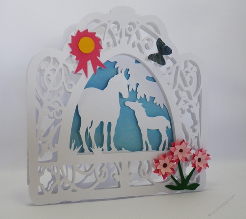 Horses in fancy frame card
