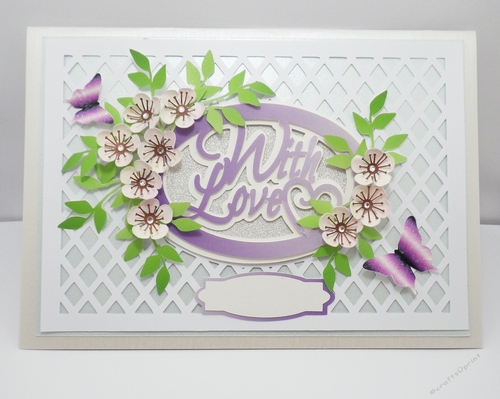 With Love, and floral spray topper