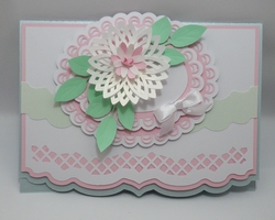 Curvy edge card with lacy flower