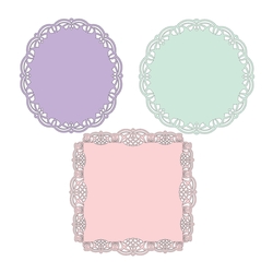 Set of three lacy edge mats