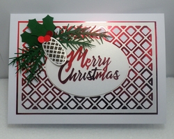 Merry Christmas topper with pine and holly embellishment