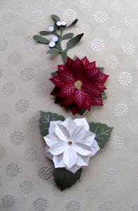 3D Christmas Rose Ponsetia and Mistletoe
