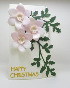Over the Edge Card with Christmas Rose and Holly.