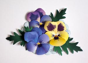 Pansies And Leaf 3D Flower Cameo Ready