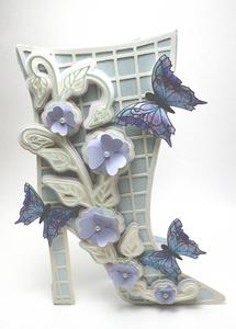 Fancy Boot With Flowers And Butterflies