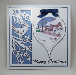 Christmas robin and bauble topper