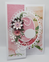 Fold back card with oval toppers and floral spray