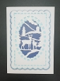 Snow scene with deer in oval topper