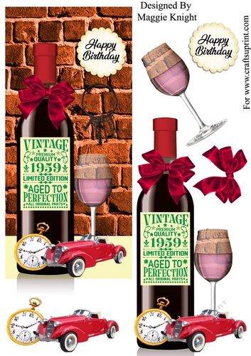 Male Red Wine Birthday Card 1959