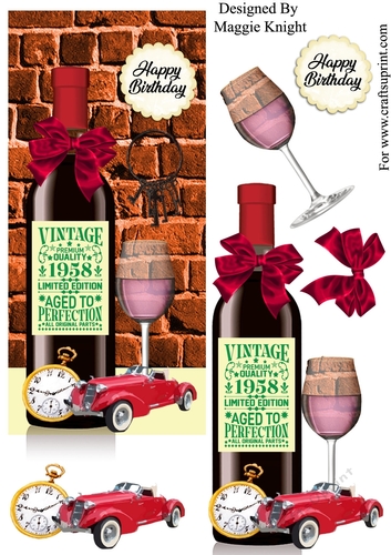 Male Red Wine Birthday Card 1958